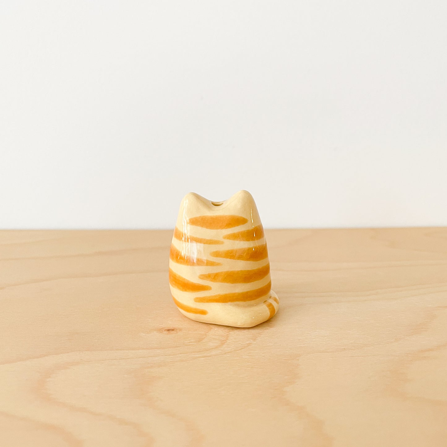 Caramel Tabby Cat Mini Vase
