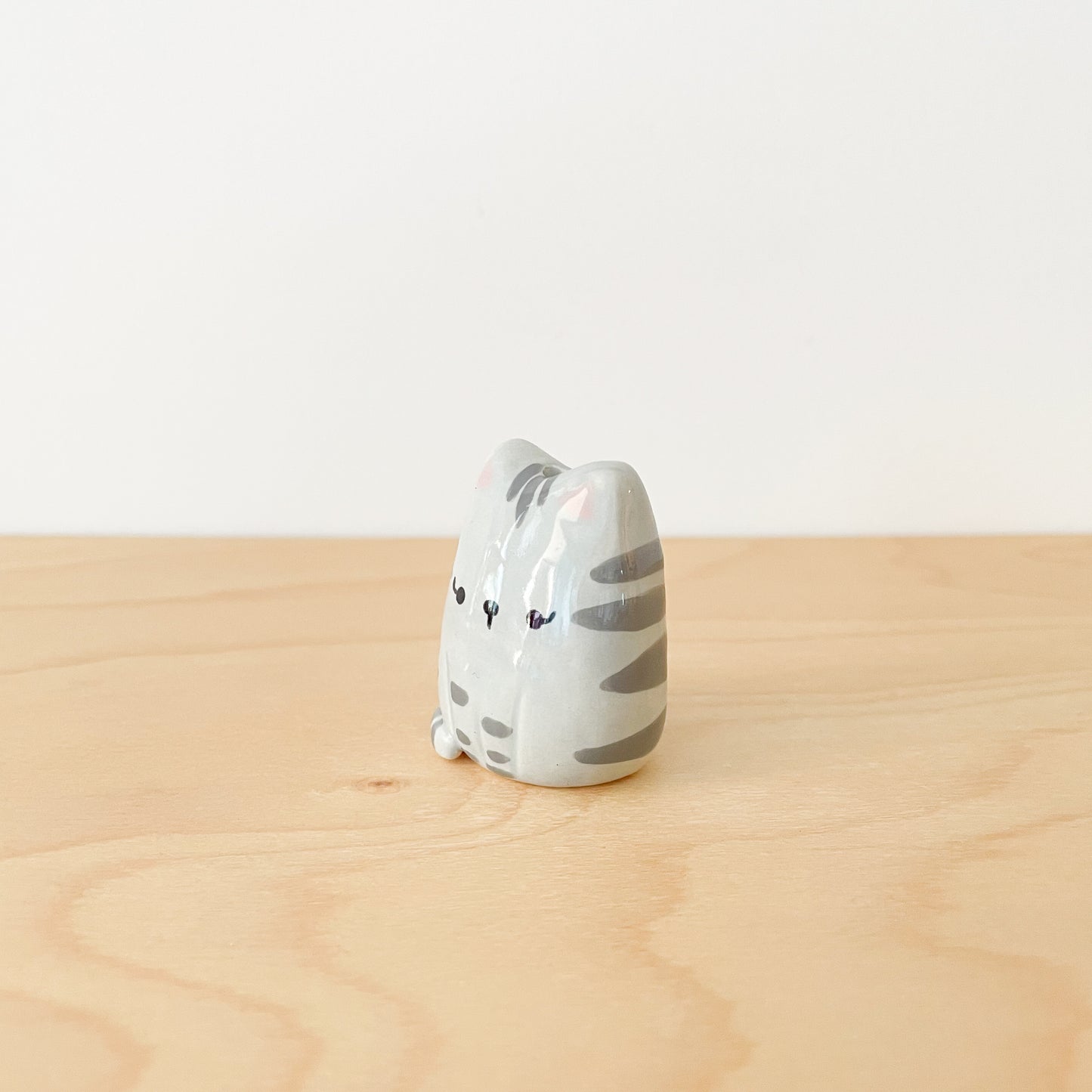 Grey Tabby Cat Mini Vase