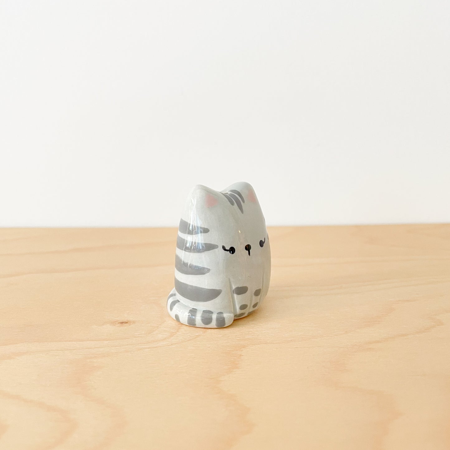 Grey Tabby Cat Mini Vase