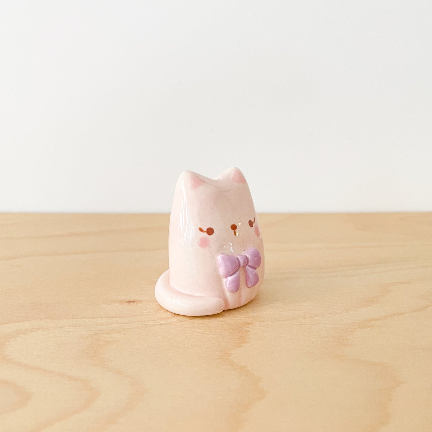 Bow Pink Cat Mini Vase