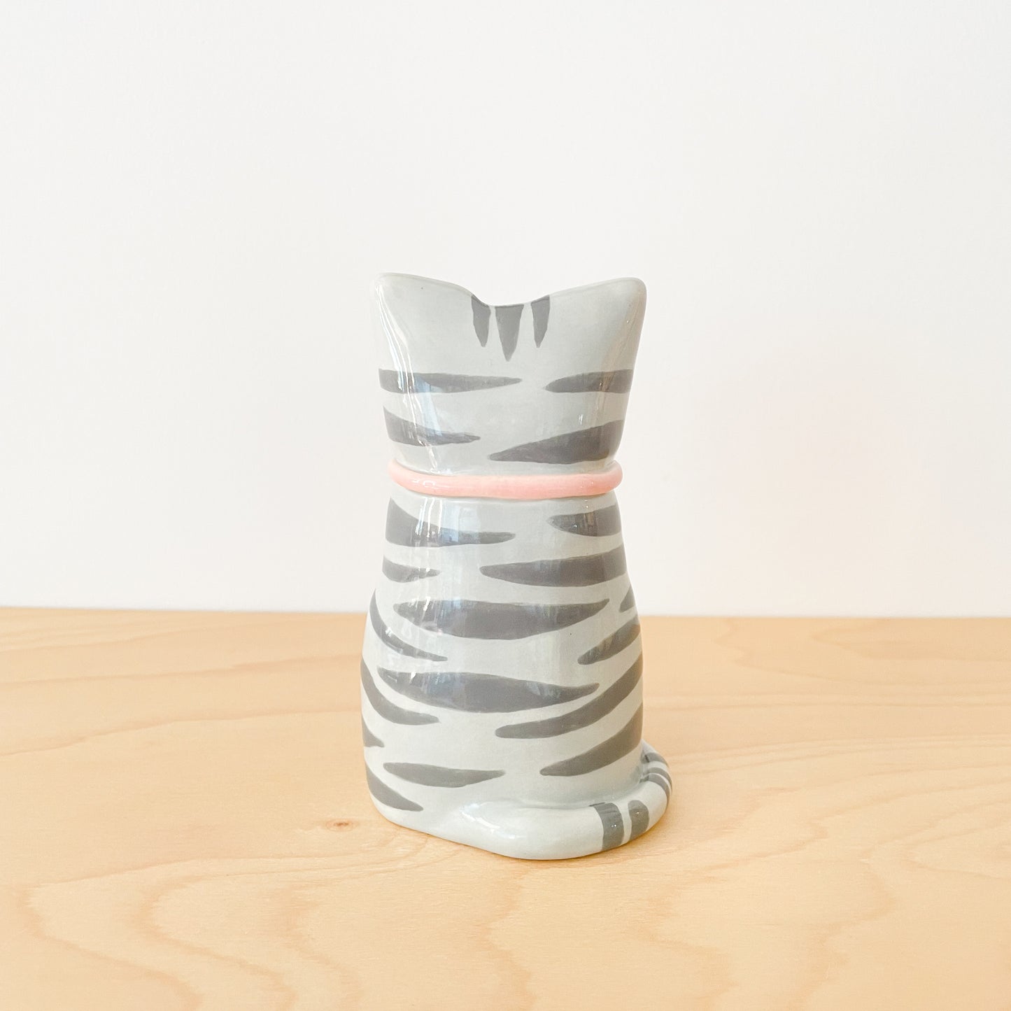 Grey Tabby Cat Vase