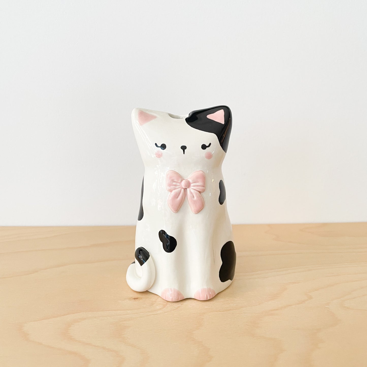 Black Spotty Cat Vase