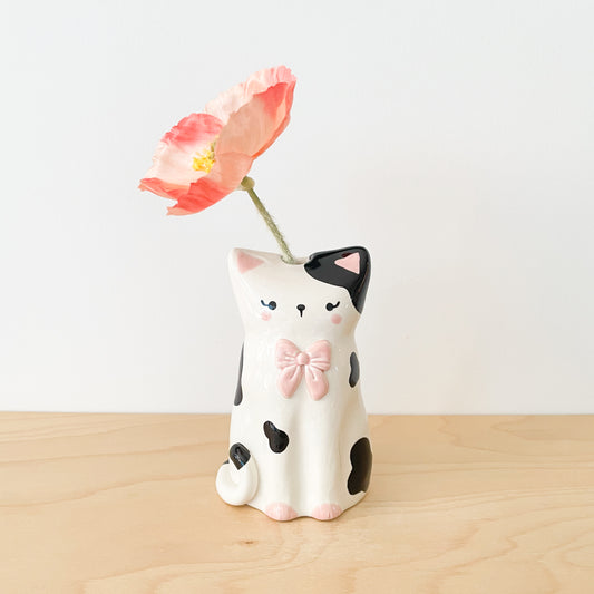 Black Spotty Cat Vase