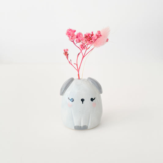 Grey Dog Mini Vase