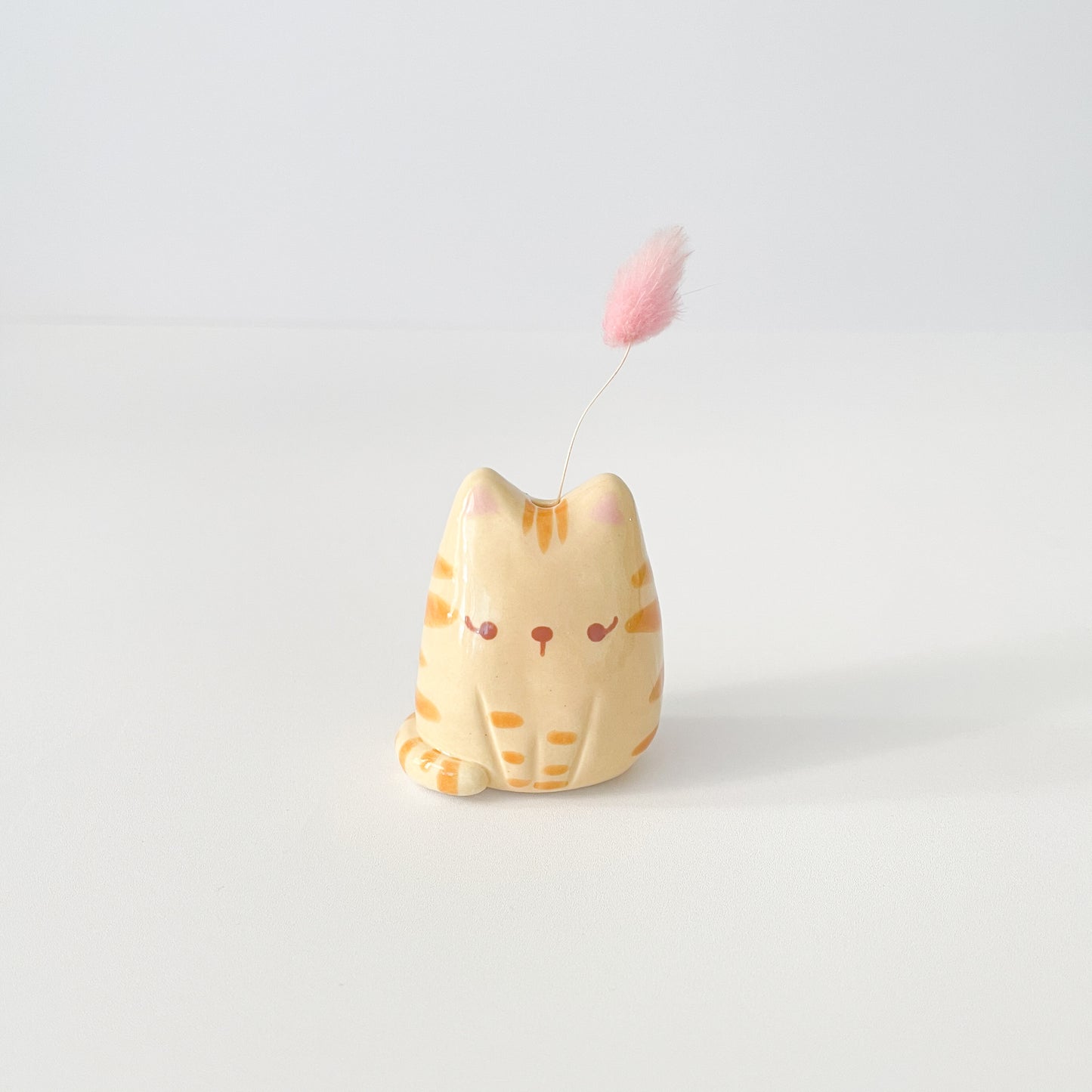 Caramel Tabby Cat Mini Vase