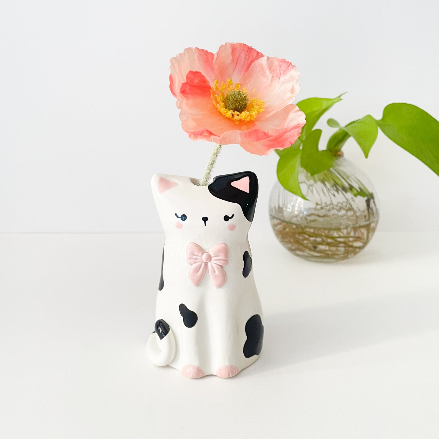 Black Spotty Cat Vase