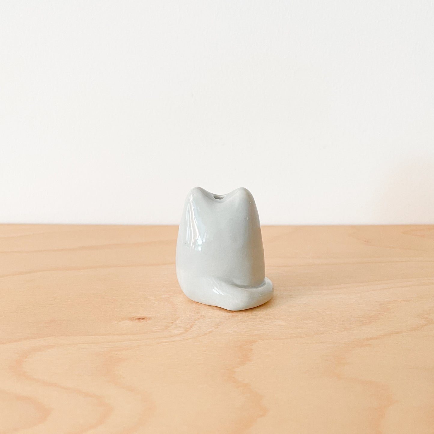 Grey Bow Cat Mini Vase