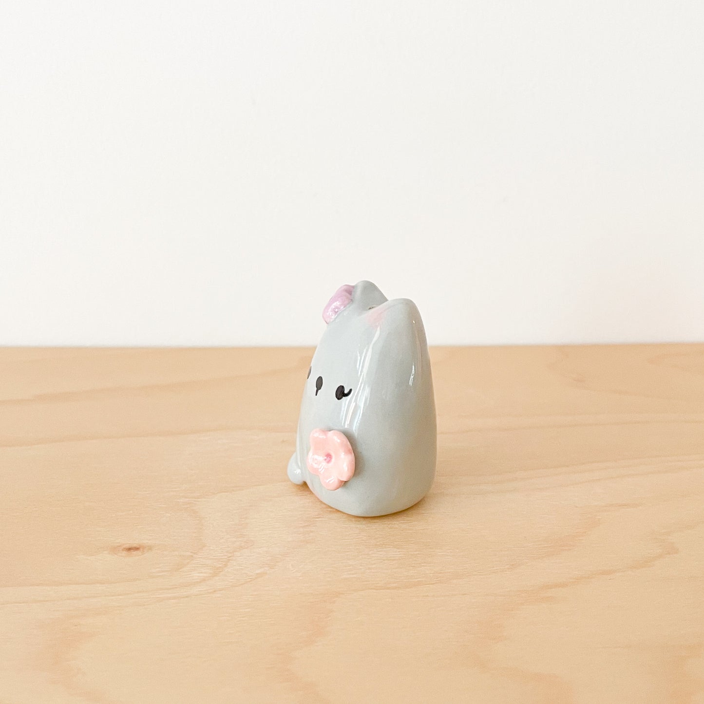 Grey Blooming Cat Mini Vase