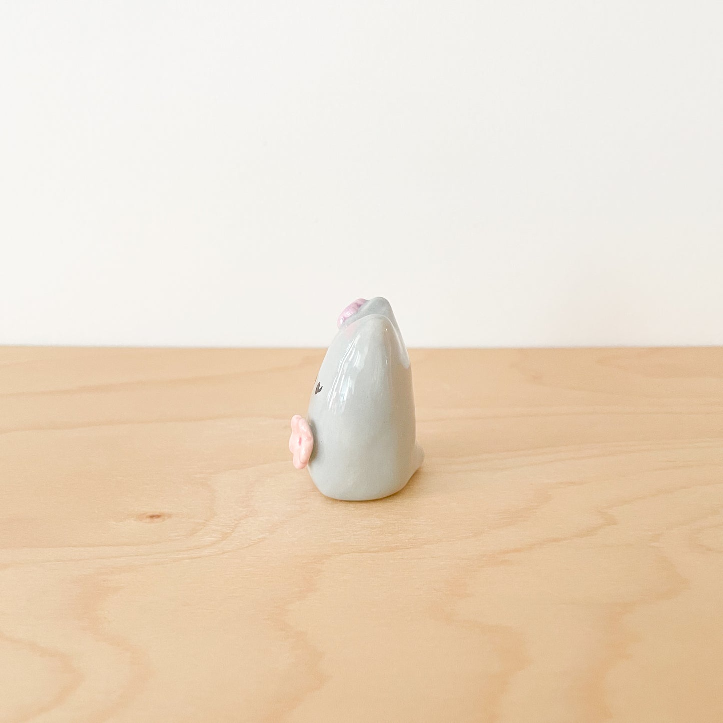 Grey Blooming Cat Mini Vase