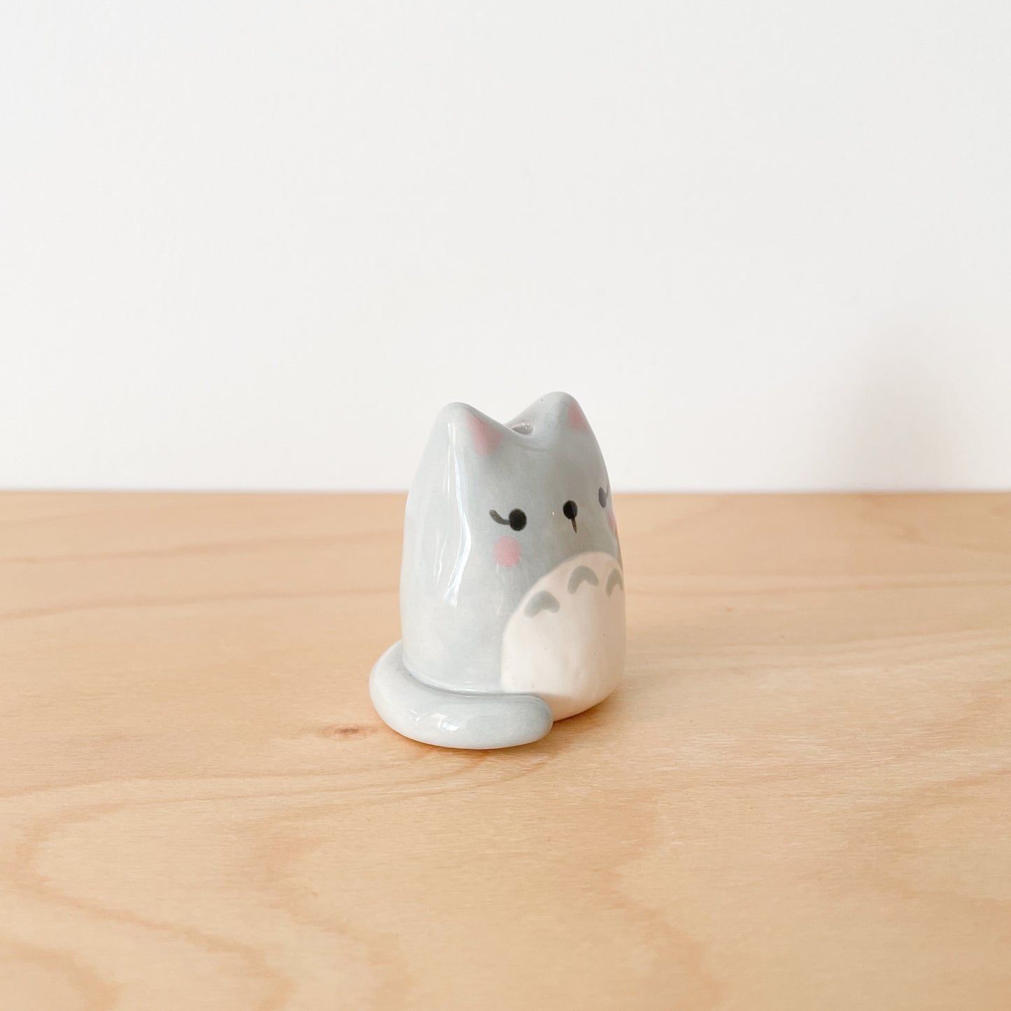 Grey Totoro Cat Mini Vase