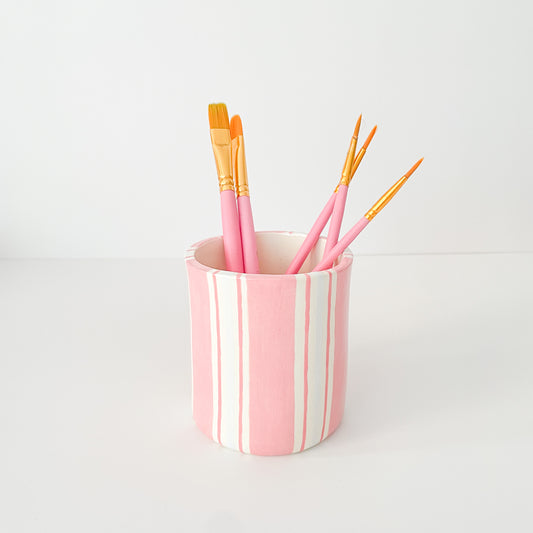Pink Stripe Stationery Holder