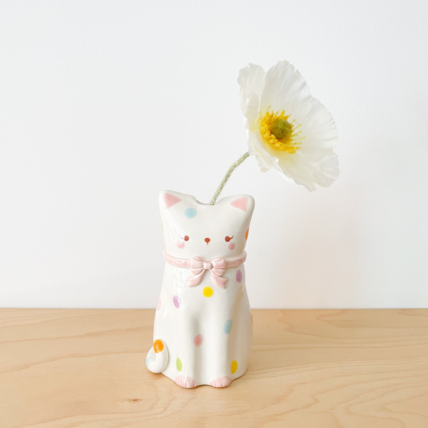 Spotty Rainbow Cat Vase