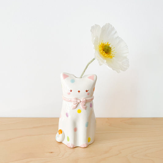 Spotty Rainbow Cat Vase