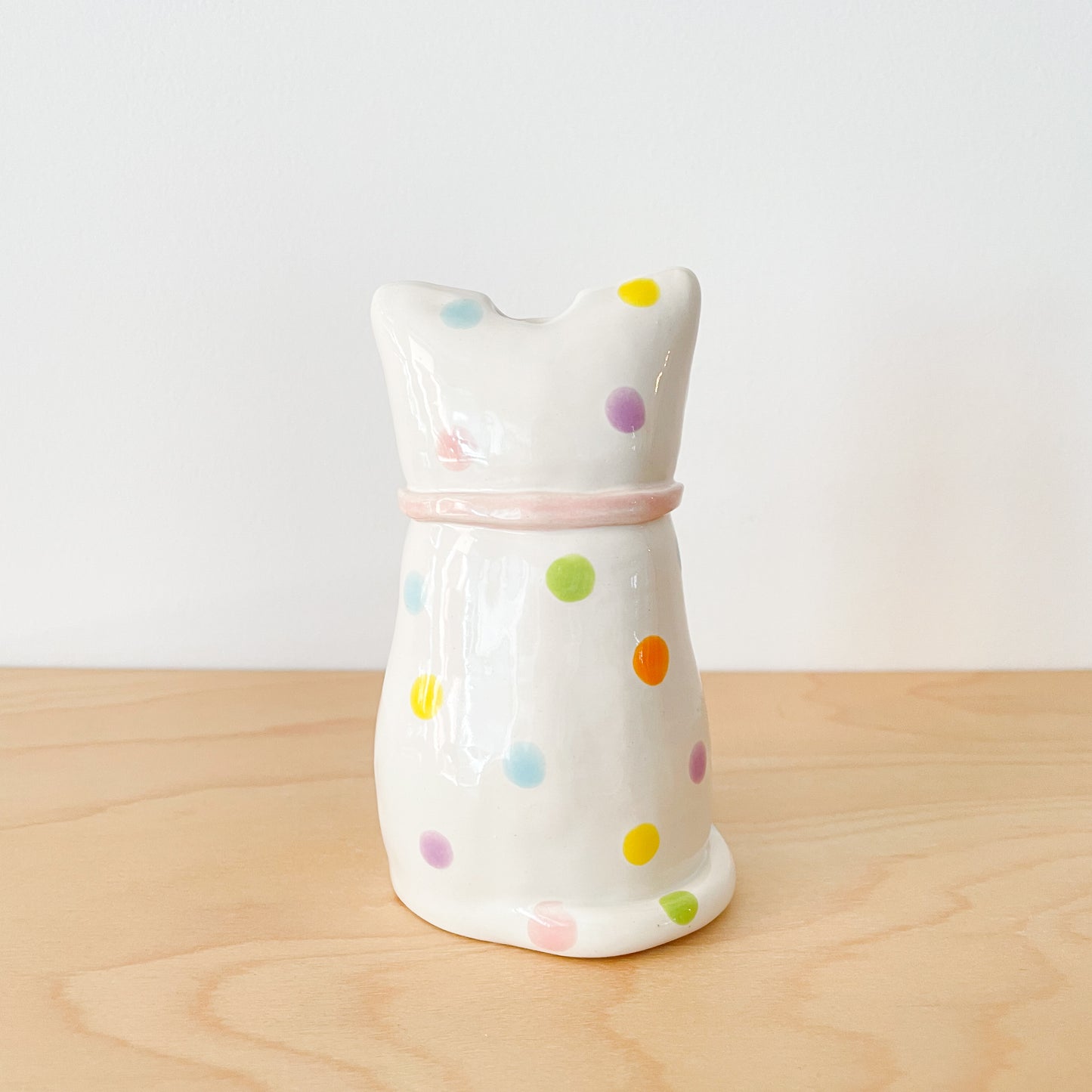 Spotty Rainbow Cat Vase