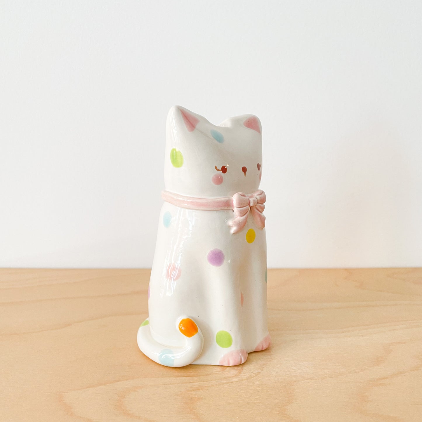 Spotty Rainbow Cat Vase