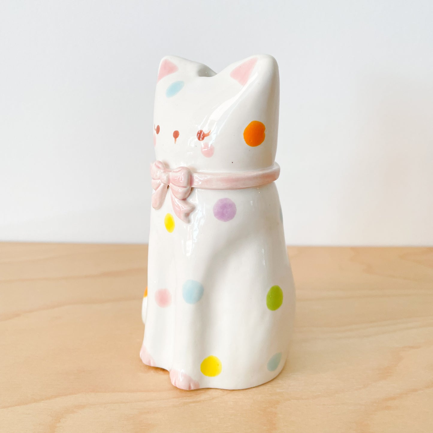 Spotty Rainbow Cat Vase
