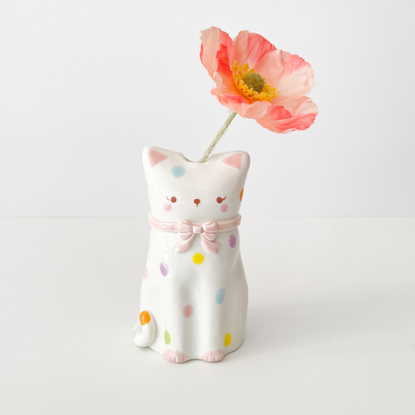 Spotty Rainbow Cat Vase