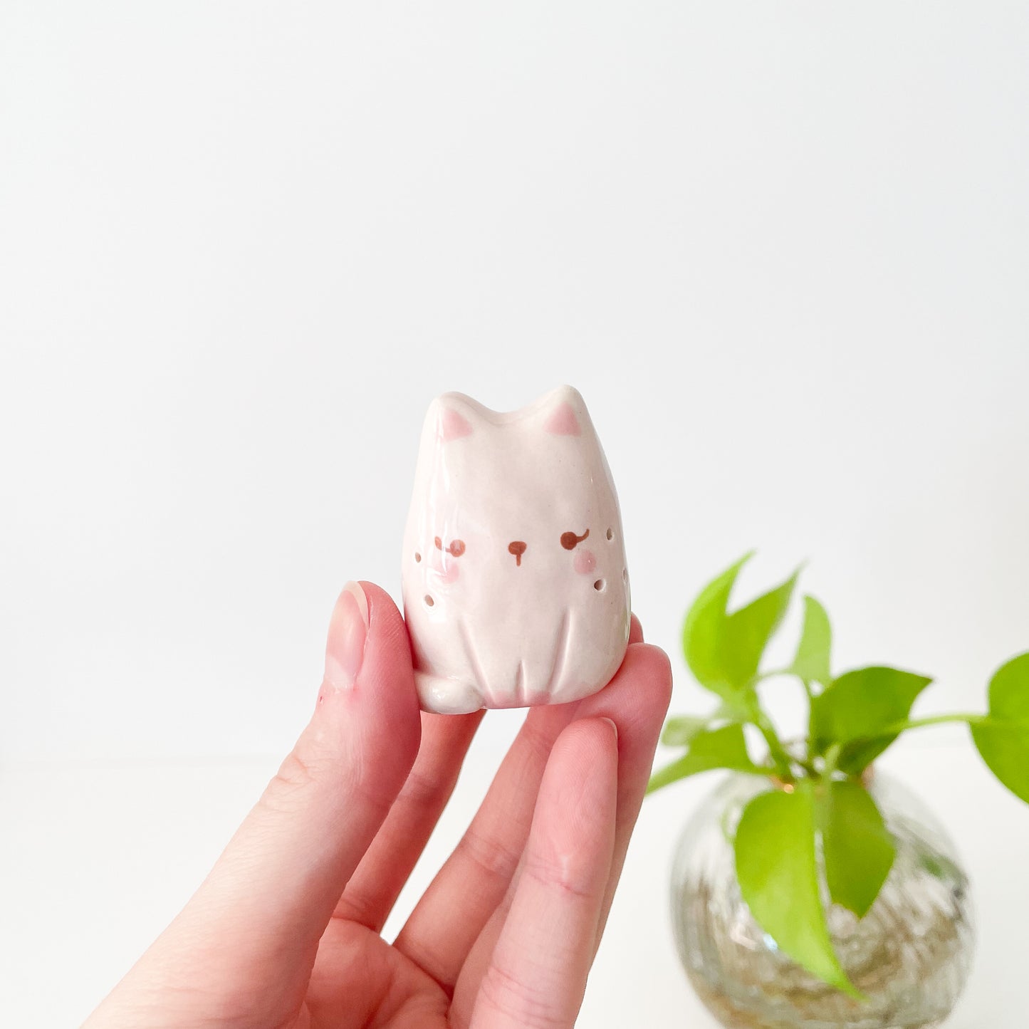 Pink Whisker Cat Mini Vase