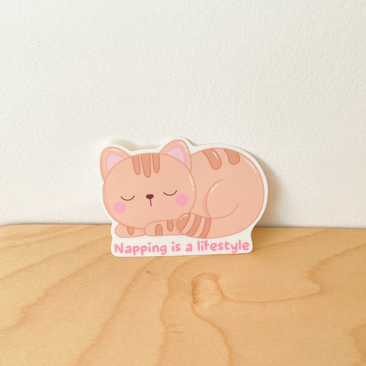 Napping is a Lifestyle Cat Sticker