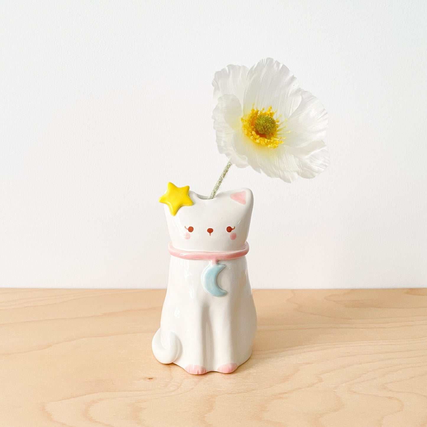 White Lunar Cat Vase