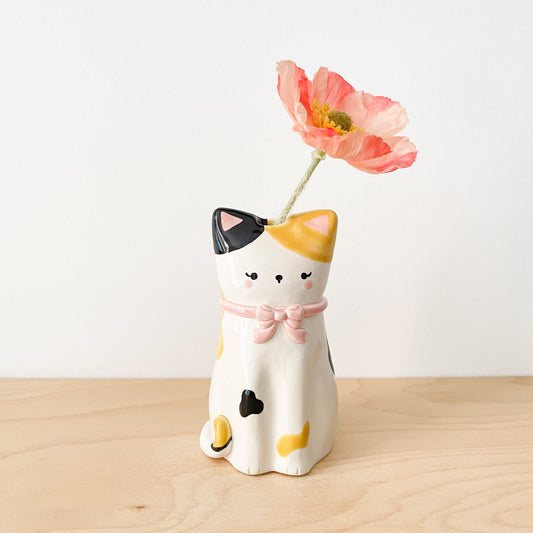 Calico Cat Vase