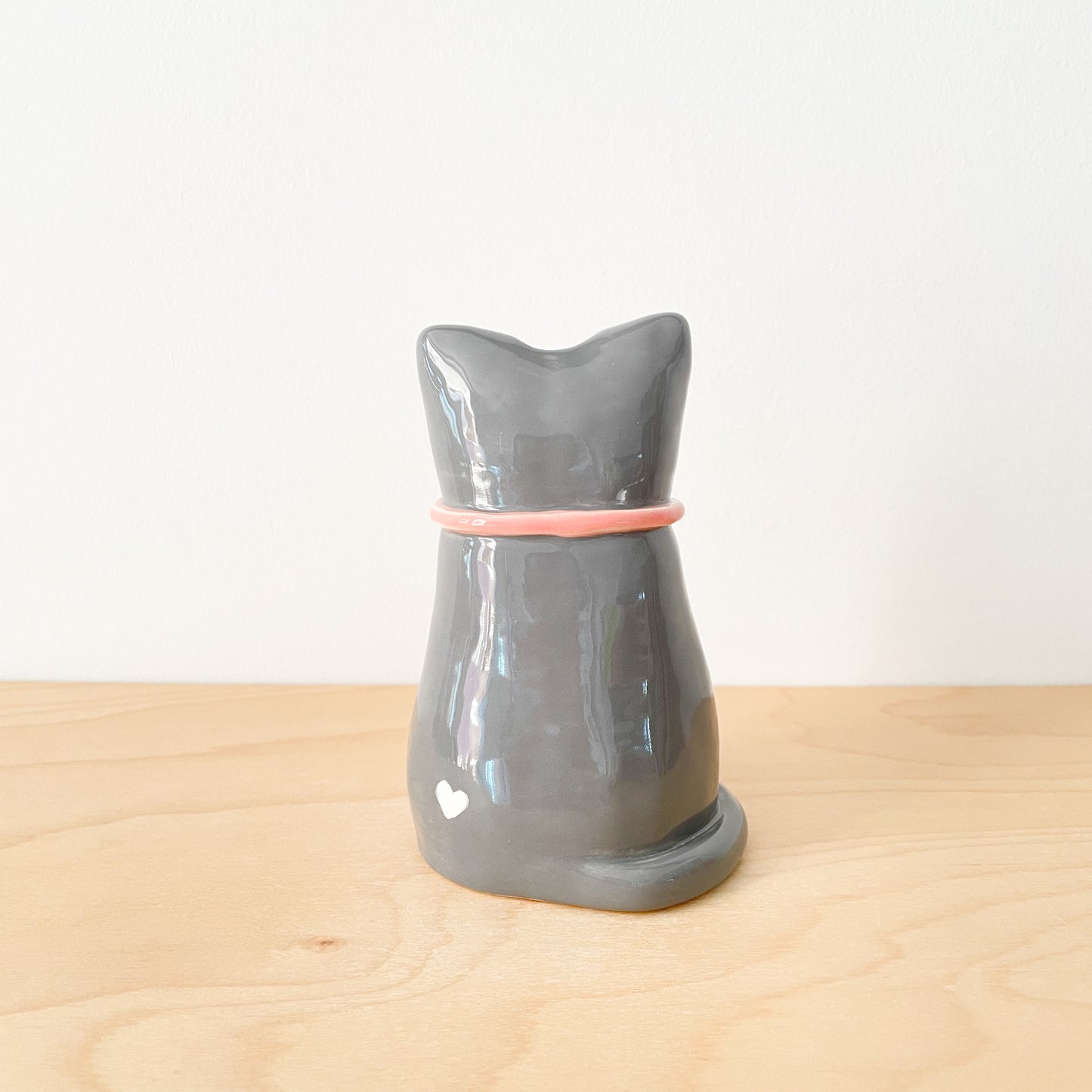 Grey Tuxedo Cat Vase