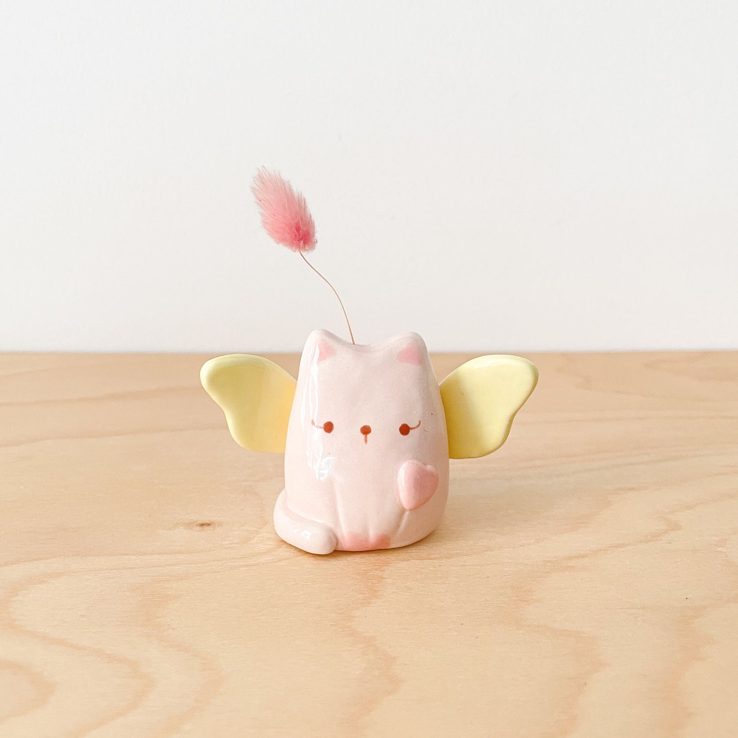 Pink Angel Cat Mini Vase