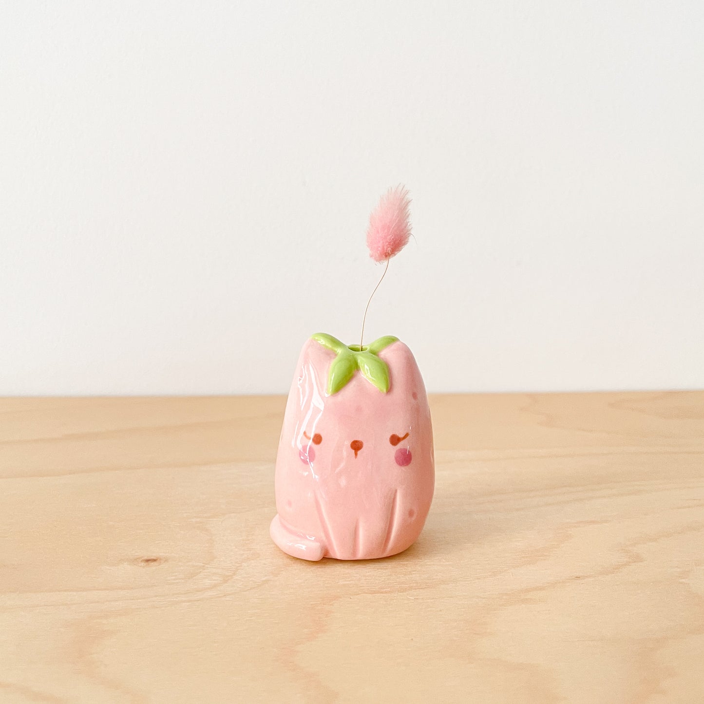 Strawberry Cat Mini Vase