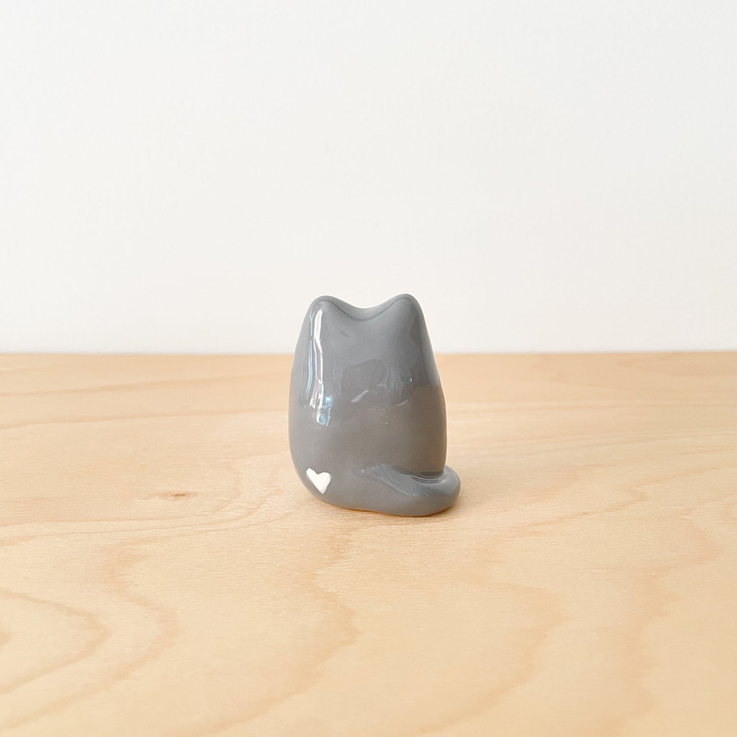 Grey Tuxedo Whisker Cat Mini Vase