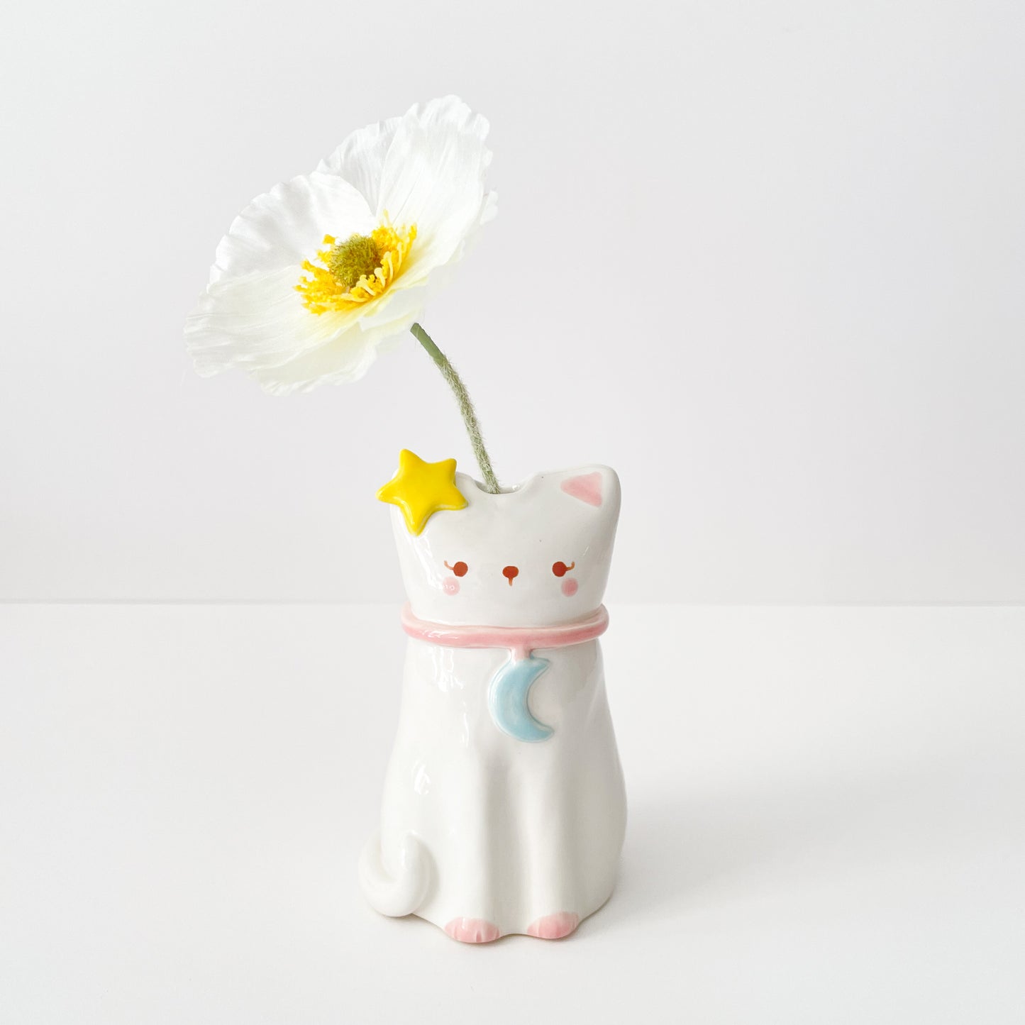 White Lunar Cat Vase