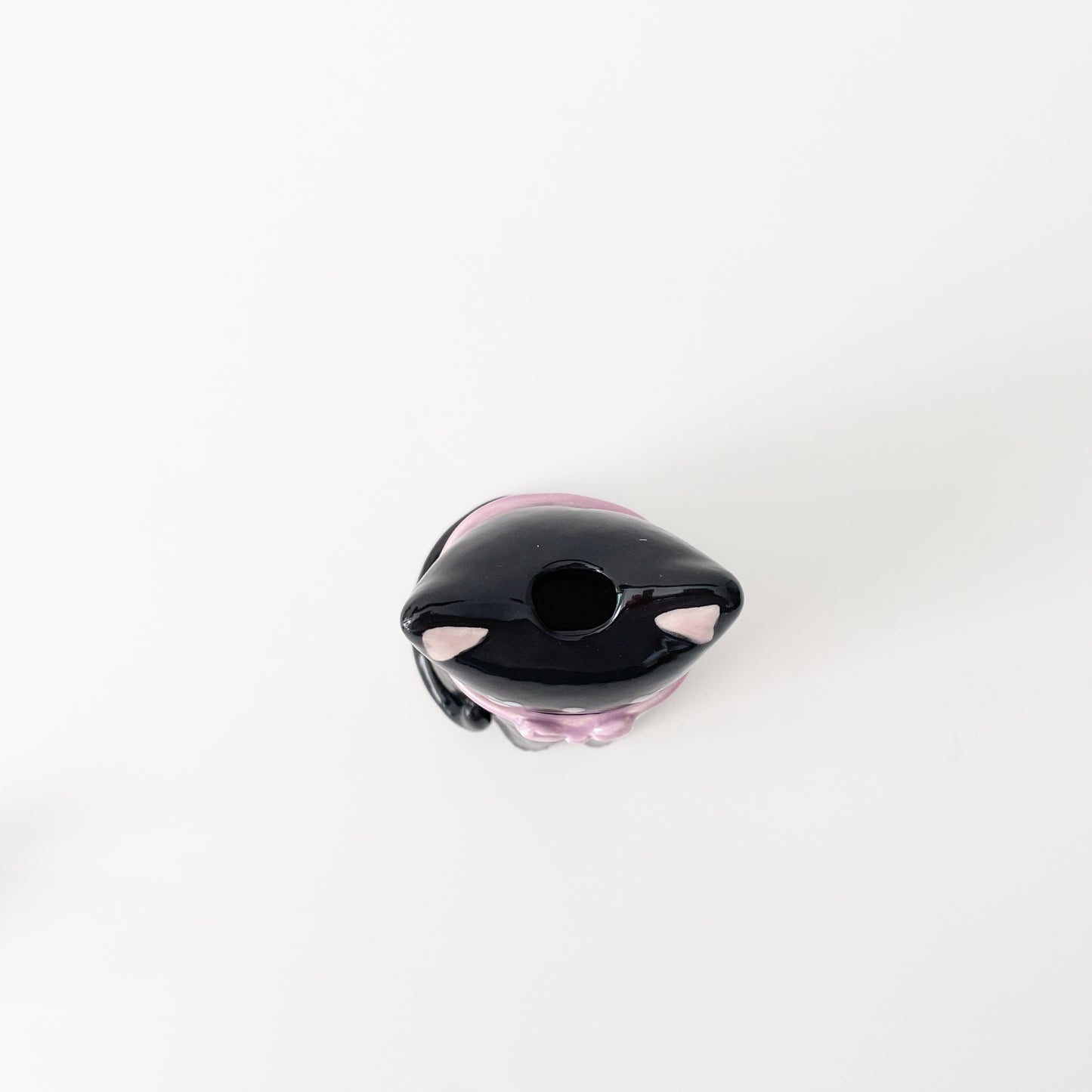 Black Cat Vase (Purple Bow)