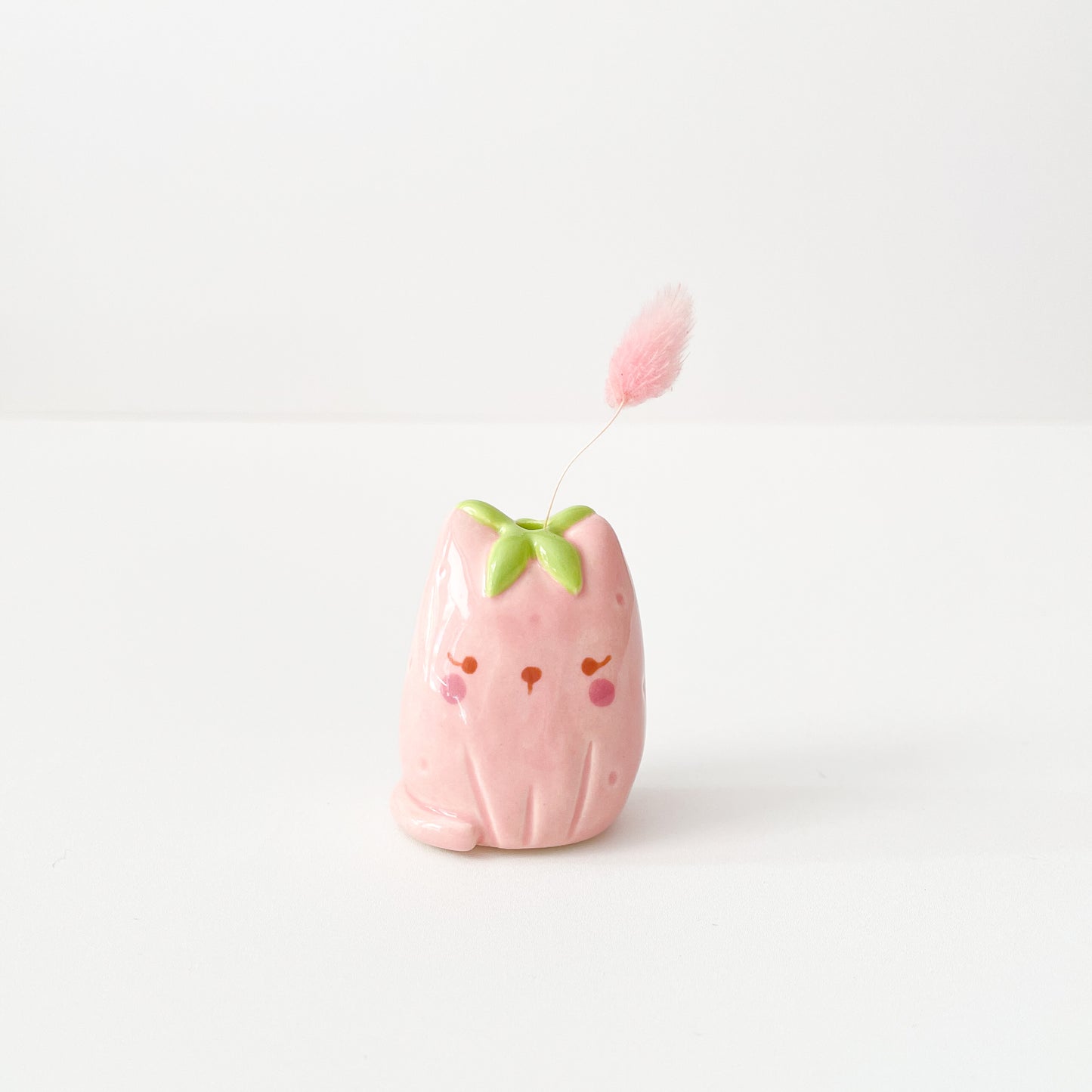 Strawberry Cat Mini Vase