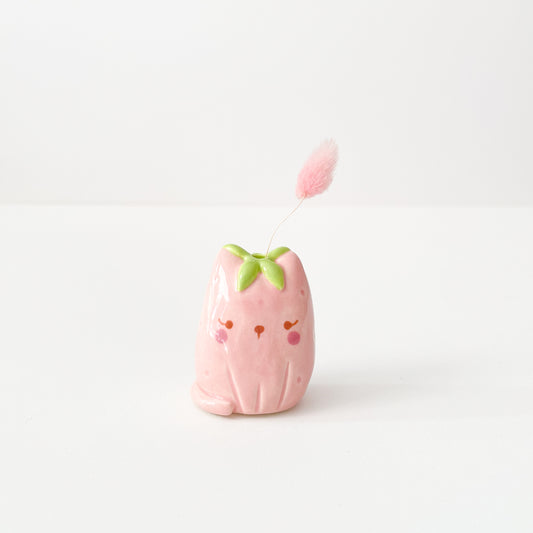 Strawberry Cat Mini Vase