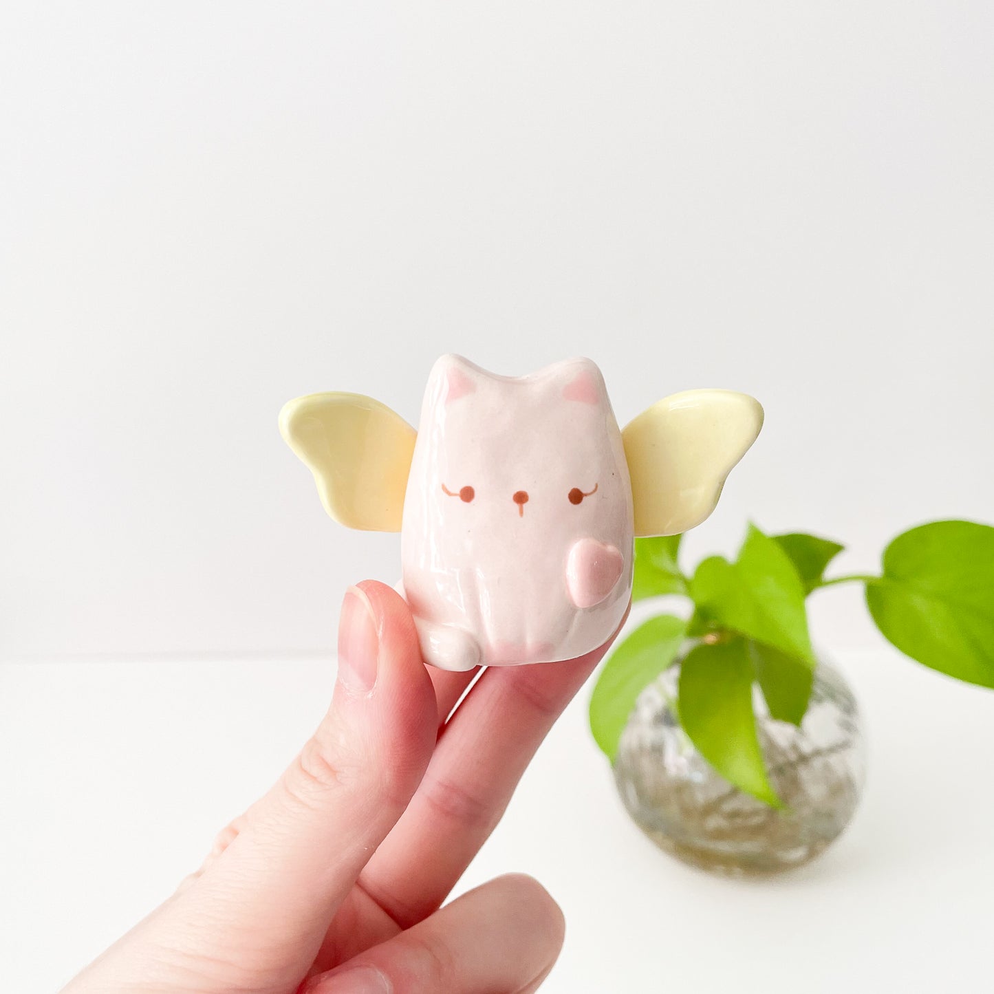 Pink Angel Cat Mini Vase