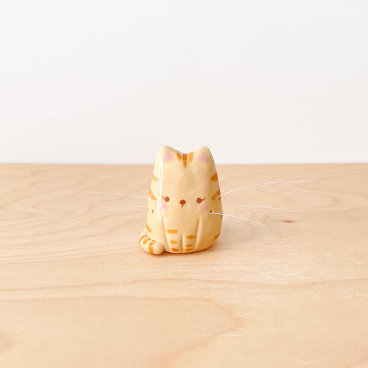 Caramel Tabby Whisker Cat Mini Vase