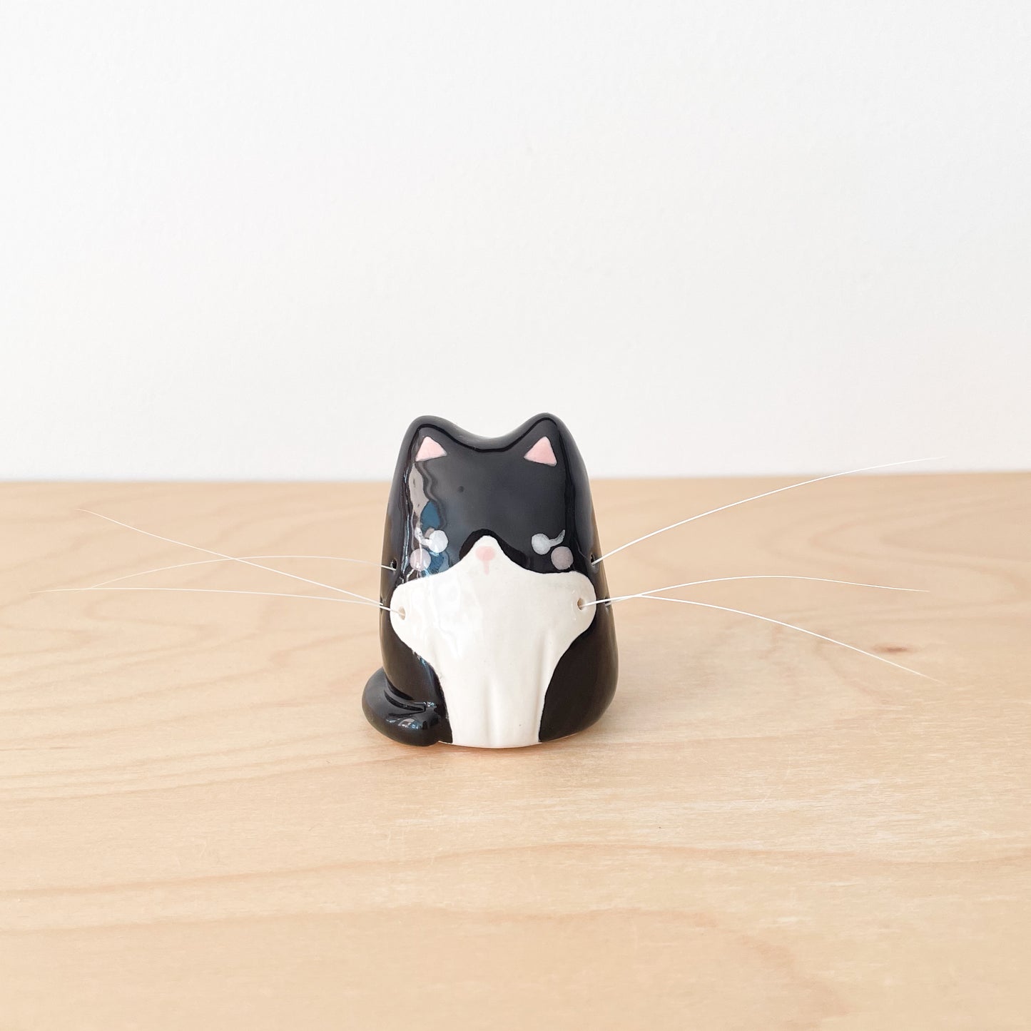 Tuxedo Whisker Cat Mini Vase