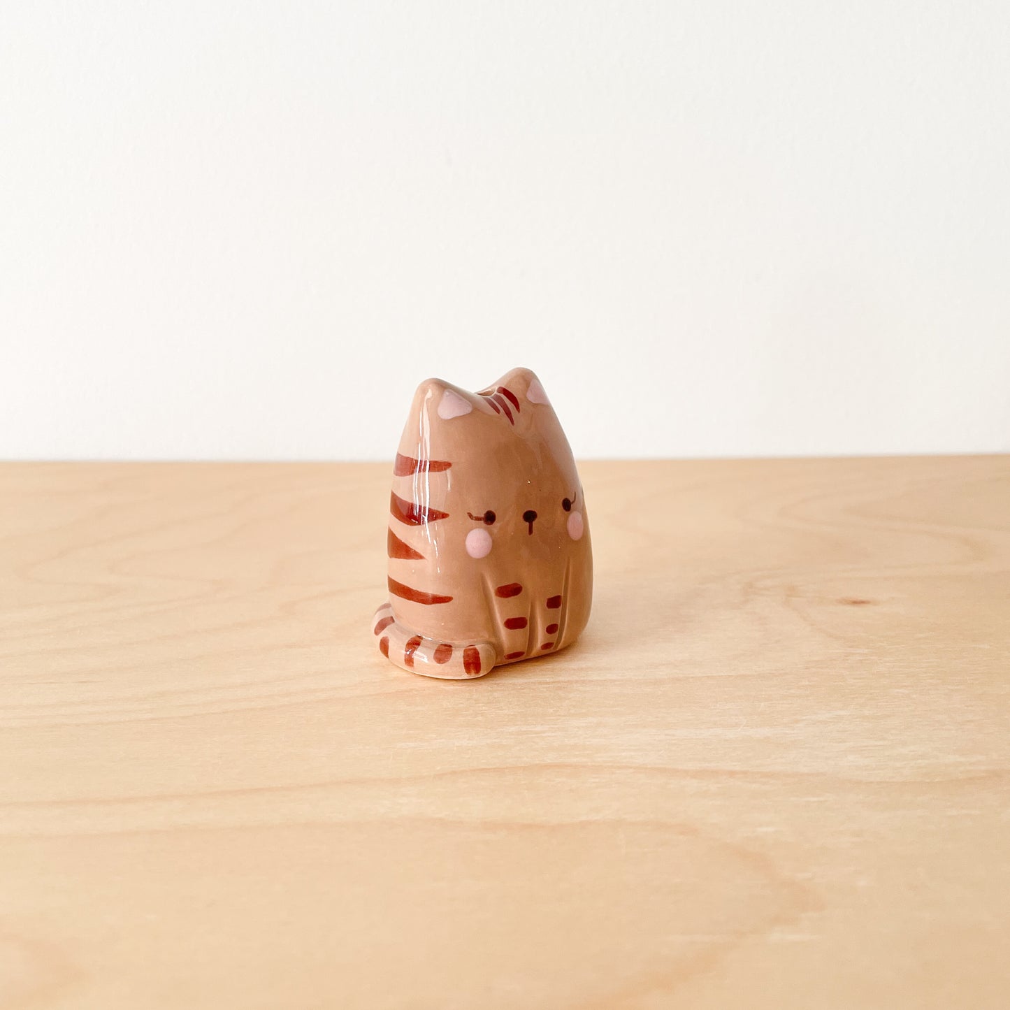 Dark Brown Tabby Cat Mini Vase