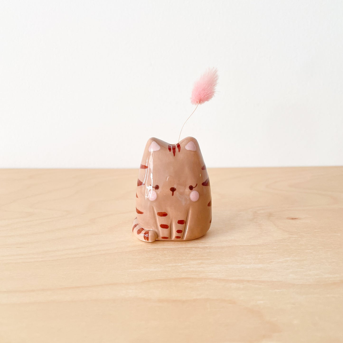 Dark Brown Tabby Cat Mini Vase