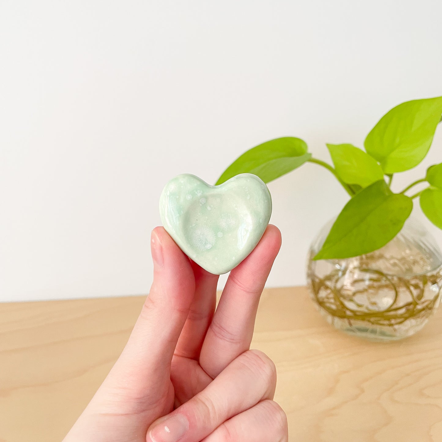 Speckled Mint Green Love Heart Worry Stone