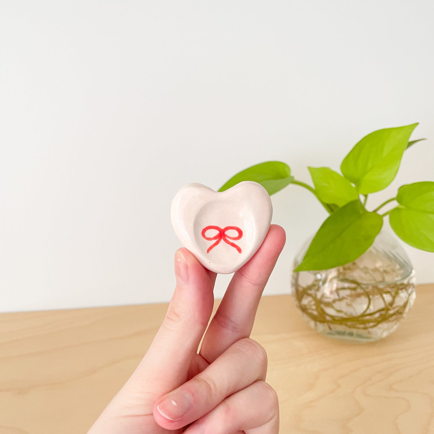 Red Bow Love Heart Worry Stone