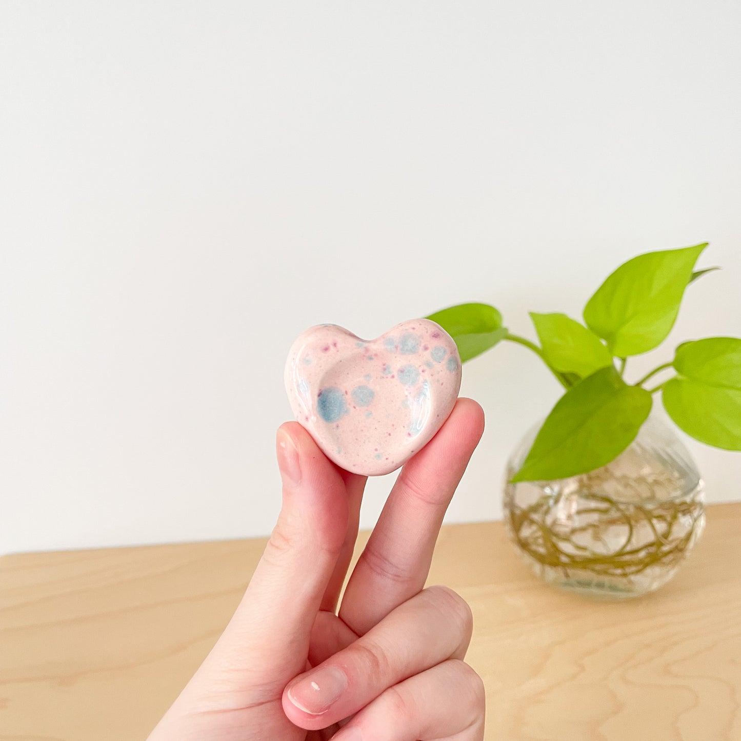 Speckled Pink Love Heart Worry Stone