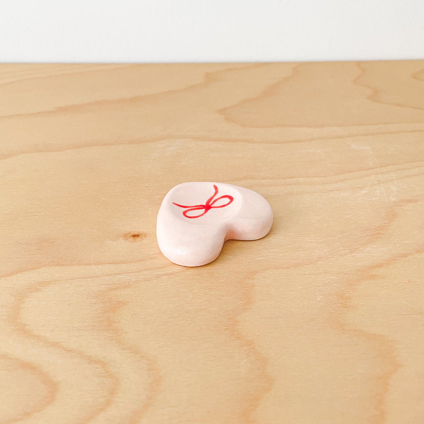 Red Bow Love Heart Worry Stone