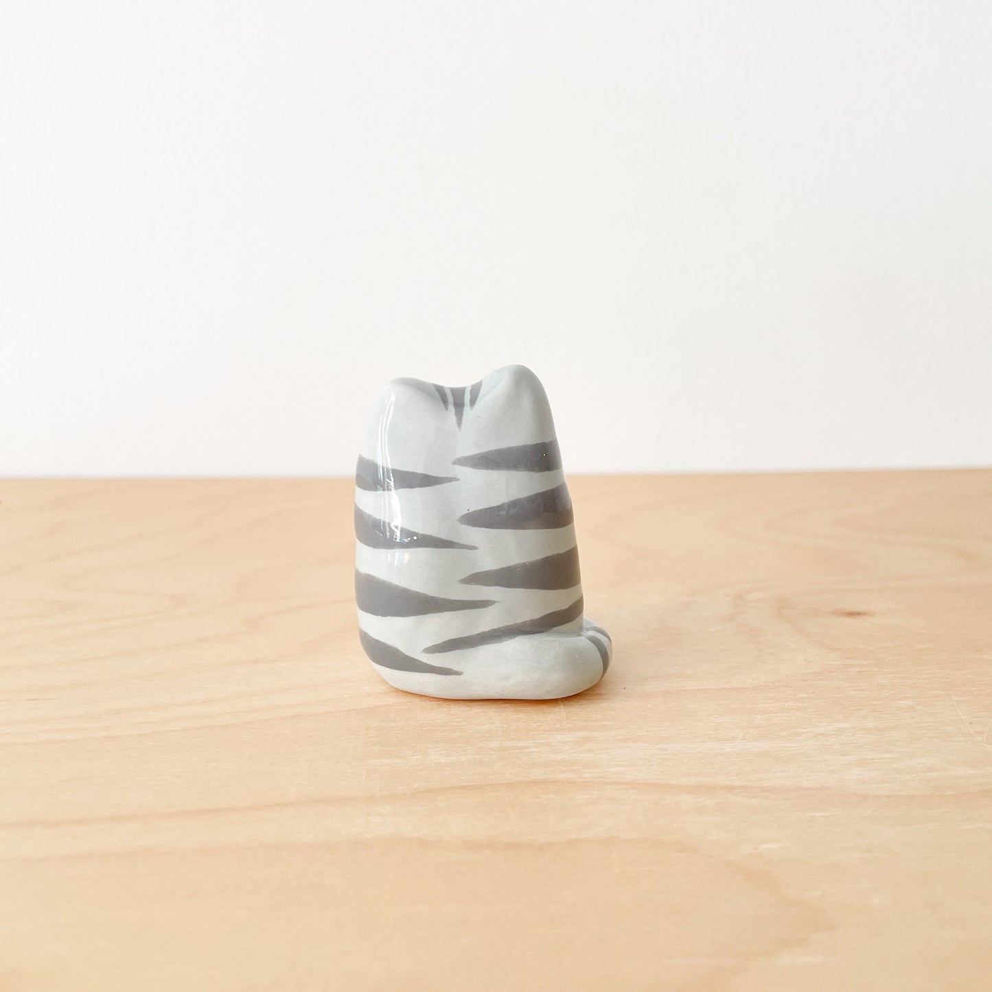 Grey Tabby Whisker Cat Mini Vase