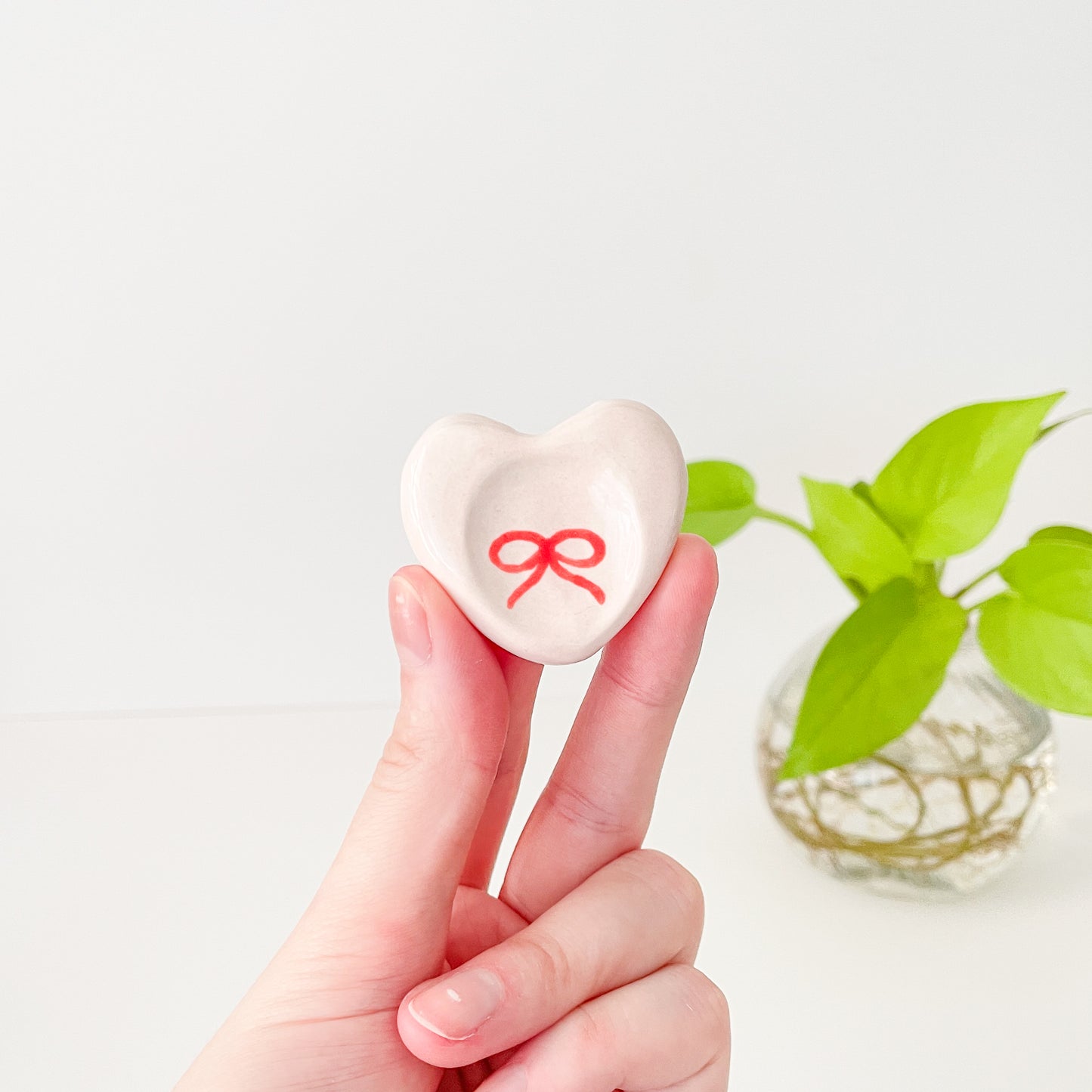 Red Bow Love Heart Worry Stone