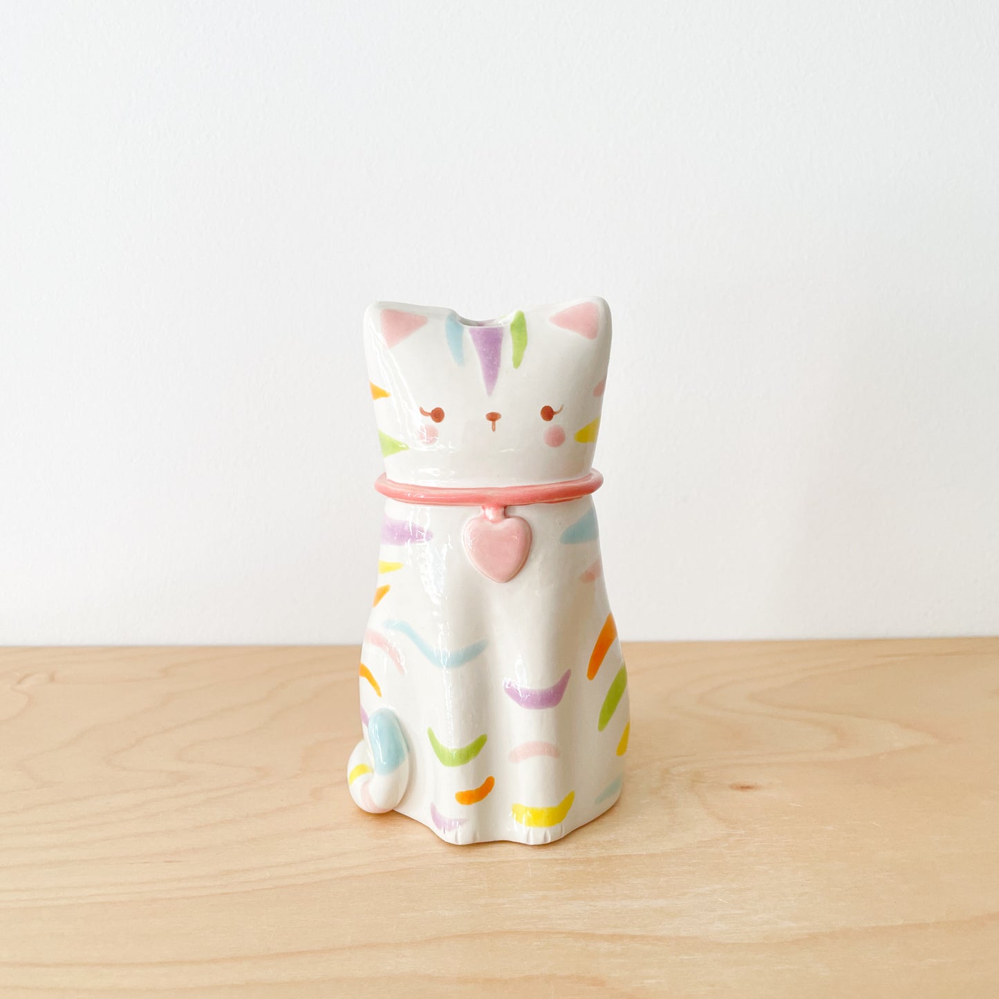Rainbow Tabby Cat Vase