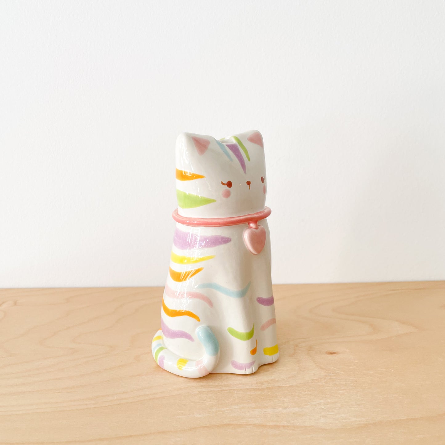 Rainbow Tabby Cat Vase