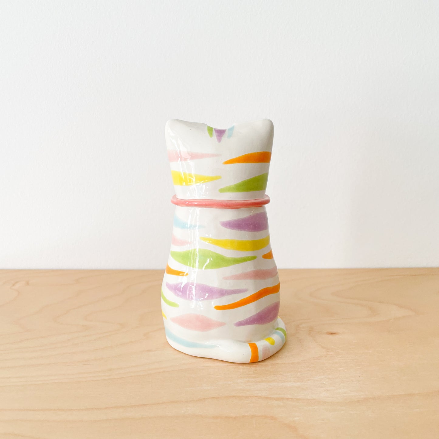 Rainbow Tabby Cat Vase
