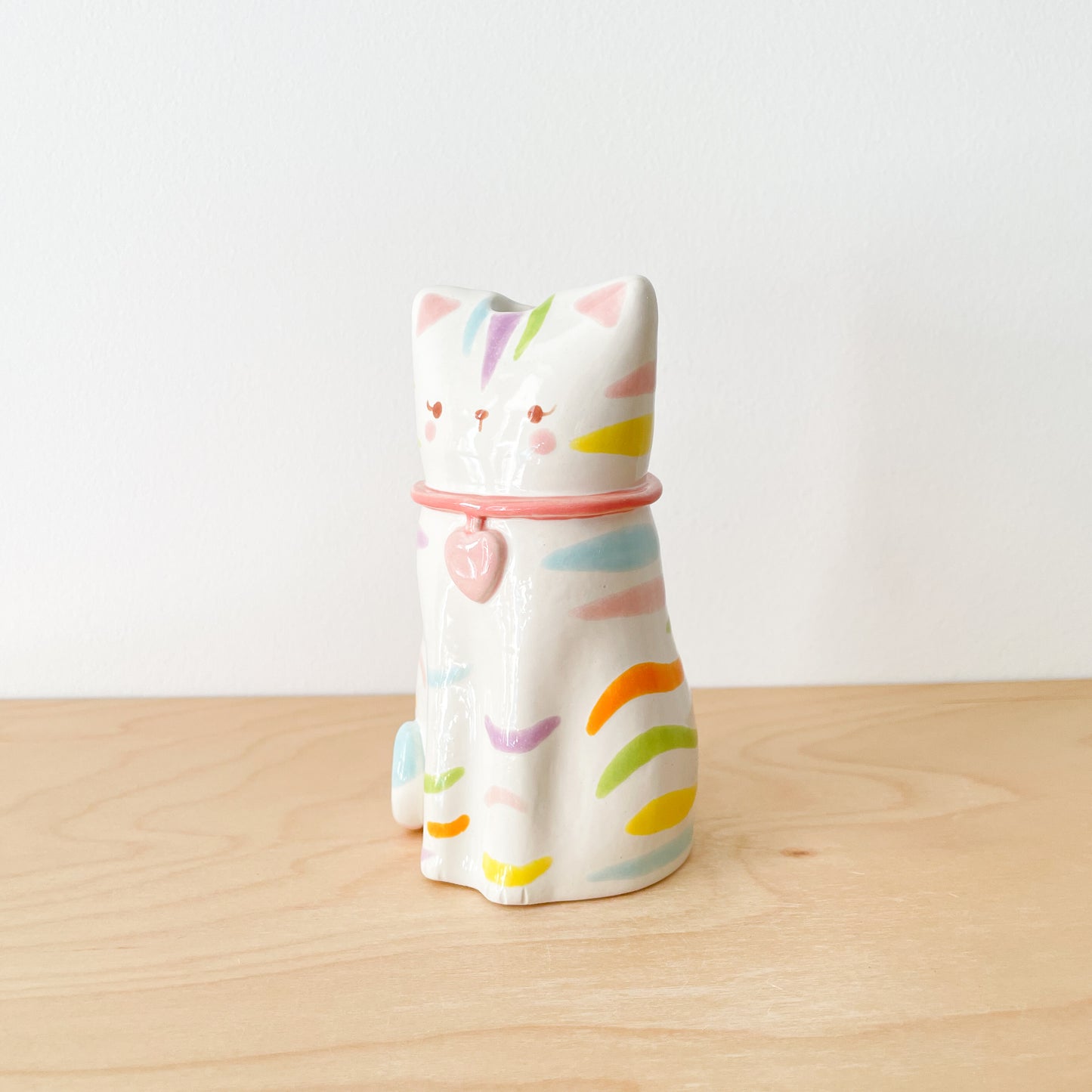 Rainbow Tabby Cat Vase