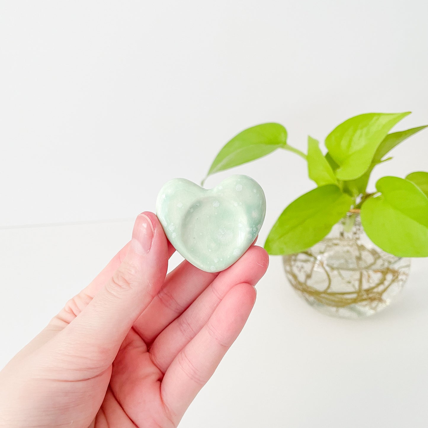 Speckled Mint Green Love Heart Worry Stone