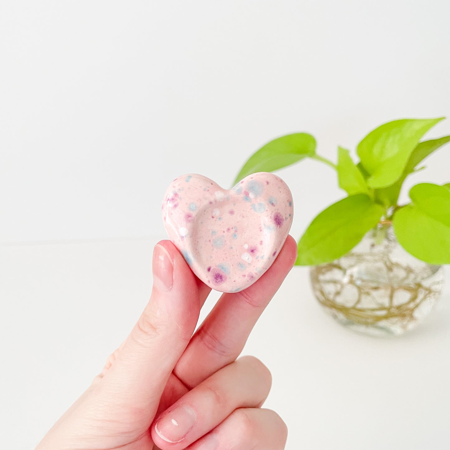 Speckled Pink Love Heart Worry Stone